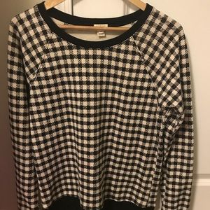 NWOT J.Crew Houndstooth Sweatshirt Black/White